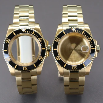 Pre Seiko nh34 nh35 nh36 miyota 8215 eta 2824 Pohyb 28.5 mm Dial 40 mm Zlaté Hodinky Watchband Sapphire Crystal Sklenené Časti