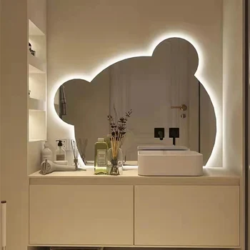 Prispôsobený Kúpeľňa Zrkadlo Svetlo Na Stenu Medveď Wc Roztomilý Make-Up Zrkadlo S Lampou Touch Smart Espelho Banheiro Vaňa Zrkadlá