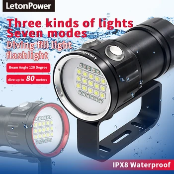 Profesionálne Podvodná 27 LED Fotografie Svetlo Zvýrazniť Lampa 20000Lumens Potápačská Baterka 100M Vodotesná Kamera horák