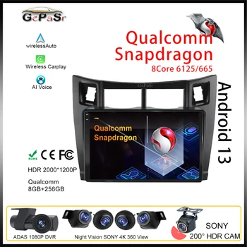 Qualcomm Android autorádia Prehrávač Monitor Pre Toyota Yaris XP90 2005 - 2011 GPS Navigáciu Video WiFi Autoradio Multimediálne QLED
