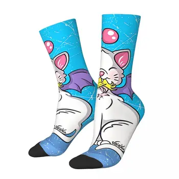 Retro Moogle Mačka pánske Ponožky Hre Final Fantasy Unisex Hip Hop Vzor Vytlačené Zábavné Posádky Ponožky Darček