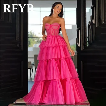 RFYR Dlhé Teplé Ružové Party Šaty Vintage Milú Noc Šaty Riadok Viazané Vrstva Zloženke Celebrity Šaty vestidos de fiesta