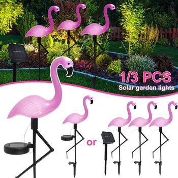 Ružové Plameniaky Solárne LED osvetlenie Záhrady Dekor Trávnik Krajiny Svetlo Vonkajšie Cesta Flamingo Vklad so Svetlami, Zem Lampa Park