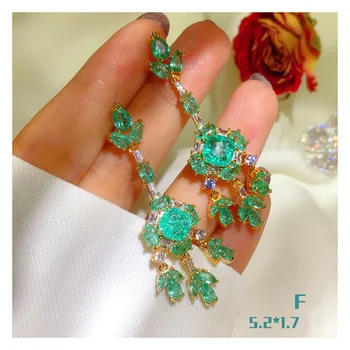 S925 Ihly Drop Náušnice Pre Ženy Strapce Umelé Emerald Drahokam Luxusne Jemné Šperky, Svadobné Temperament Brincos