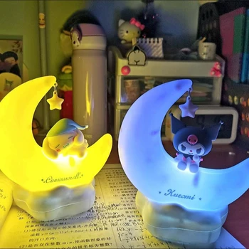 Sanrio Kuromi Cinnamonroll Mesiac Led Svetlo Kawaii 3d animovaný Ornament Roztomilý Krásy Spálňa Nočné Svetlo Nočné Dekor Lampa Dary