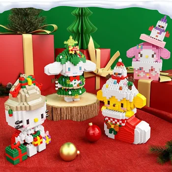 Sanrio Stavebným Cartoon Hello Kitty Spojov Model Hračky, Vianočné Série Cinnamoroll Tvorivé Vianočné Darčekové Dekorácie