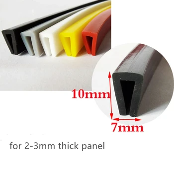 Silikónové Gumy U Pásy Viazaný Glass 2-3 mm hrubé Kovové Dreva Panelu Edge Encloser Štít Čierna Červená Žltá Biela Sivá