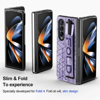 Slim Pohodlné Kožené Skladacie obal pre Samsung Galaxy Z Fold4 5G Násobne 4 Fold3 Zložiť 3 Náramok Kryt pre Samsung Z Fold4