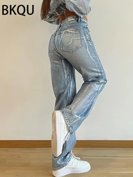 Streetwear Módy Retro Tlač Voľné Širokú Nohu, Džínsové Nohavice Žena Y2k Americký Nízkym Pásom Rovné Džínsy Pre Ženy 2023