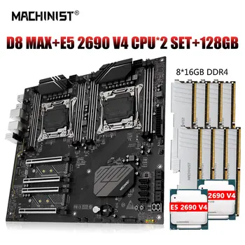 STROJNÍK X99 Doska Set Kit LGA 2011-3 Xeon 2690 V4 Dual CPU Procesor ECC DDR4 8*16GB RAM Pamäť NVME M. 2 E-ATX D8 MAX