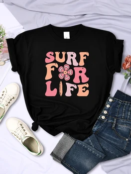 Surfovať Na Život Vytlačené T-Shirts Pre Dámske Všetky-matematika Priedušná Krátky Rukáv Fashion Street Topy Vintage Ženský Čaj Oblečenie