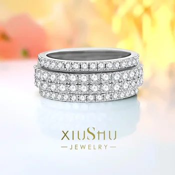 Svetlo Luxusné 925 Sterling Silver Diamanty s Jednoduchým Osobnosti Krúžok Vykladané Vysoko Uhlíkovej Diamanty, Elegantný Dizajn