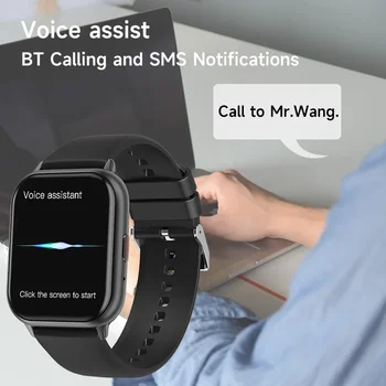 T17F Bluetooth Telefón Sledovanie Tepovej frekvencie a Kyslíka v Krvi, Detekcia Hlasový Asistent Cvičenie Spánku Nepremokavé Smart Hodinky