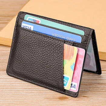 Tenký Mini Peňaženka Krátke PU Kožené ID Kreditnej Karty Držiteľom vodičského preukazu Kryt Muži Ženy Business Peňaženky Dve Násobne Kabelku