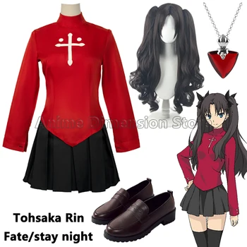 Tohsaka Rin Cosplay Kostýmy, Šaty Anime Osud/Pobyt Noc Úlohu Hrať Parochňu A Obuv Pre Ženy, Dievčatá