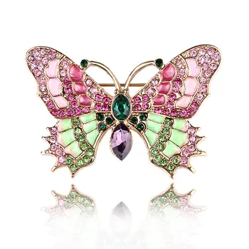 Trendy Farebné Mozaikové Drahokamu Motýľ Brošňa Kolíky pre Ženy Luxusný Dizajn Klasické Šperky, Darčeky Hmyzu Crystal Brošne