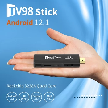 TV98 4K HD Smart TV Stick WiFi 6 2.4/5.8 G Dual Frequency Android 12.1 Smart TV Palice TV Box H. 265 Portable Media Player
