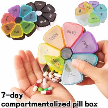 Týždenný Pilulku Box 7 Dní, Farebné Dizajn Plastové Zapečatené Medicíny Úložný Box Cestovné Prenosné Split Sedem Mriežky Pilulku Pripomienka Boxy