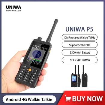 UNIWA P5 DMR/Analógový Walkie Talkie Telefón Zello POC 5300mAh Smartphone Android 9.0 LTE 4G mobilné telefóny UHF 400-480mhz SOS Tlačidlo NFC
