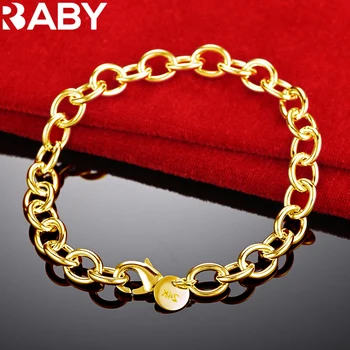 URBABY 24K Gold Classic Basic Reťazca Náramok Pre Ženy, Mužov, Šperky, Svadobné Party Fashion Kúzlo Príslušenstvo