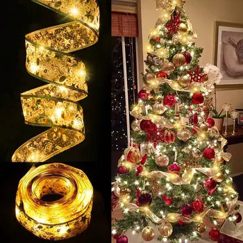 Vianočné Led Svetlo Stuhy Vianočný Strom Dekorácie Svetla Do Pása S Nástrojmi Svetlá Pre Festivaly Strany Stretnutí V Darčekovej Krabičke, Stuhy