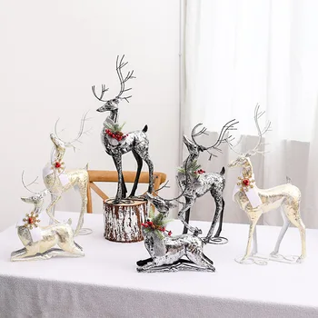 Vianočné ozdoby kovaného železa sobov Vianočné elk dovolenku scény rozloženie pracovnej plochy, Vianočné ozdoby, Vianočné dekorácie
