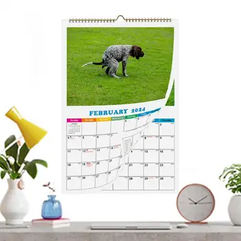 Vtipné Psa Pooping Kalendár Psov 2024 Hangable Mesačný Nástenný Kalendár Pooping Pes V Krásnych Miest Hrubé & Robustné Papier