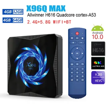 X96Q MAX Smart TV Box Android 10 TV BOX Allwinner H616 4 GB 32 GB/64 GB 2.4 G 5G Dual WiFi, BT HDR, 3D Media Player Set-Top-Box