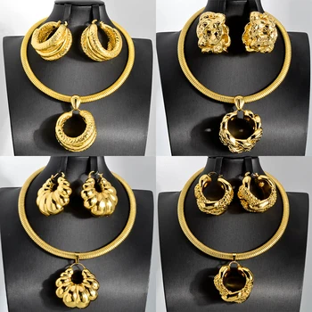 ZEADear Afriky Dubaj Sady Šperkov Náhrdelník Prívesok Náušnice Nigérijský Svadobné Etiópskej 18K Zlata Farba Šperky Lady Party Darček