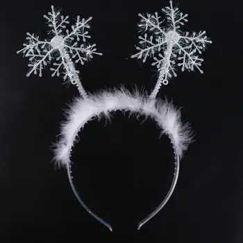 Zábavné Párty Šaty Perie Snowflower White Vianočné Dekorácie Vianočné Hlavový Most Žena Plyšové Vlasy Hoop Parohy Hlavový Most