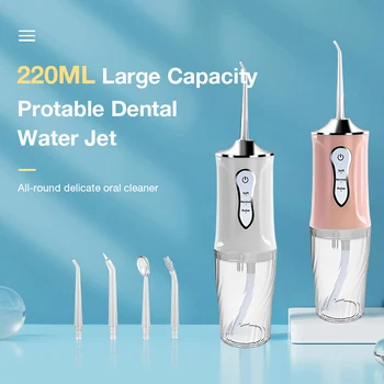Ústne Irigátor Prenosné Zubné Vody Flosser USB Nabíjateľné prúd Vody Niť Zub Vybrať 4 Jet Tip 220ml 3 Režimy Čistejšie Zuby