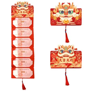 Čínsky Nový Rok Skladacia Červené Obálky Rok Draka Čínsky Dovolenku Dekorácie Šťastie, Peniaze Taška Samoopaľovacie Strapce